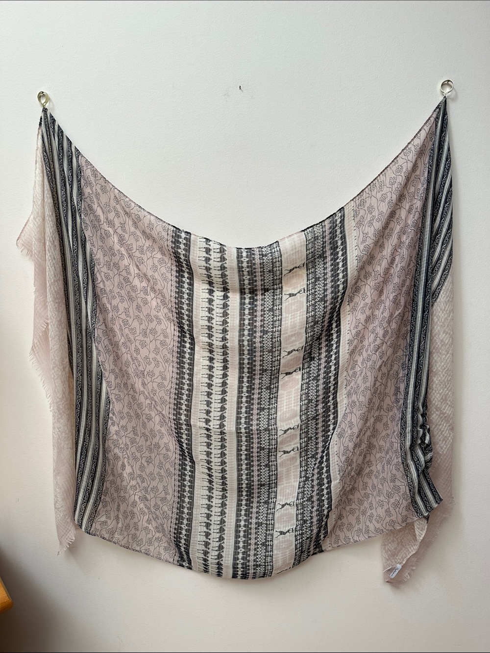 Reitmans Blush Pink and Black Striped Patterned Wrap Scarf